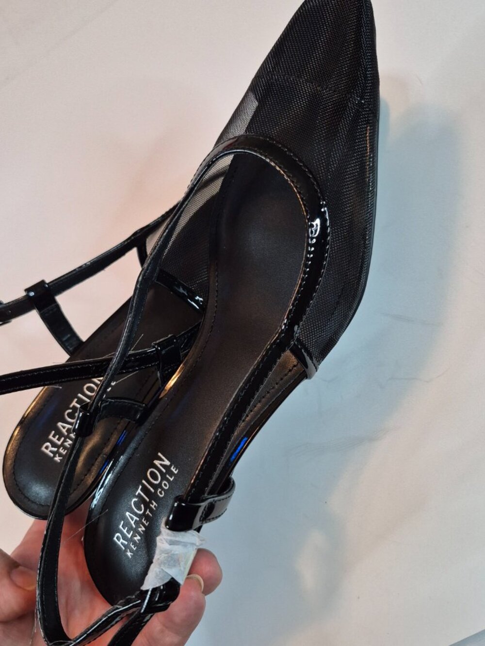 Kenneth Cole Reaction Women's Maggie Black Mesh, Size 7, Kitten Heel, Toe, NEW - Picture 8 of 10